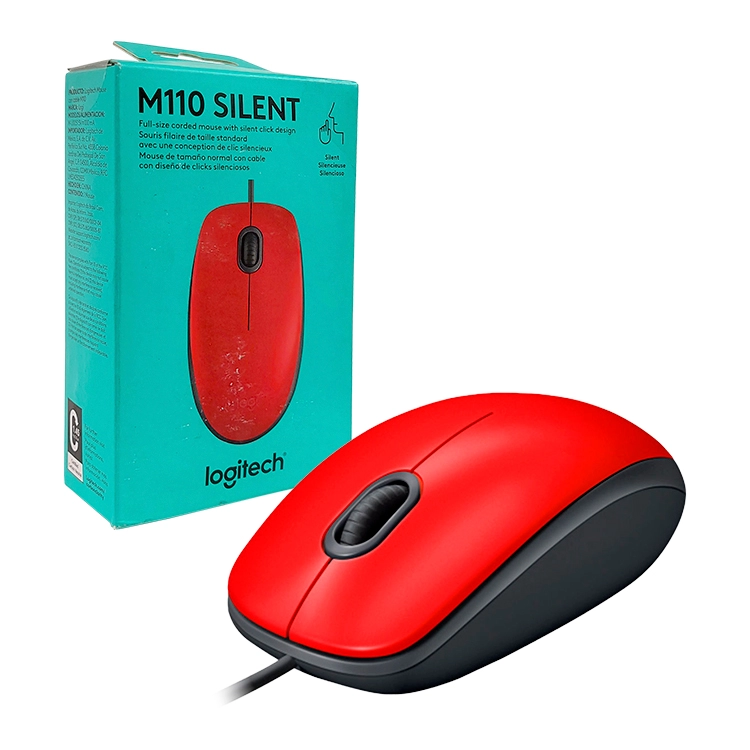 Mouse Logitech M110 Silent Rojo con Clable Art.910-6755